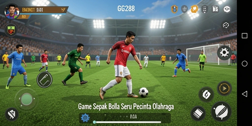 Screenshot GG288 menunjukkan gameplay sepak bola yang penuh aksi dan menghibur.