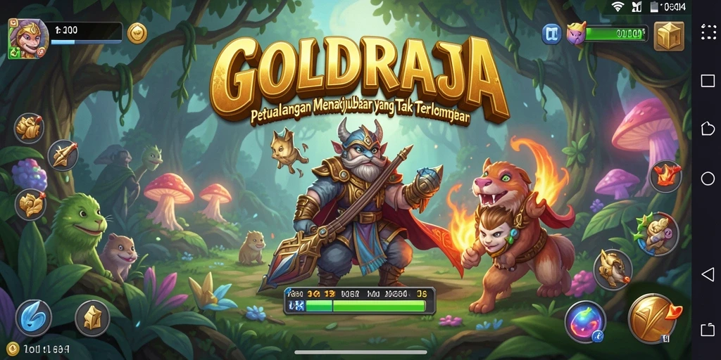 Tampilan gameplay GOLDRAJA yang menakjubkan saat menjelajahi dunia petualangan.