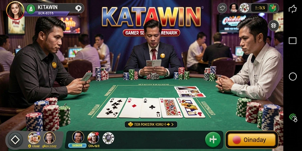 Screenshot tampilan gameplay Poker di KATAWIN yang mengasyikkan.
