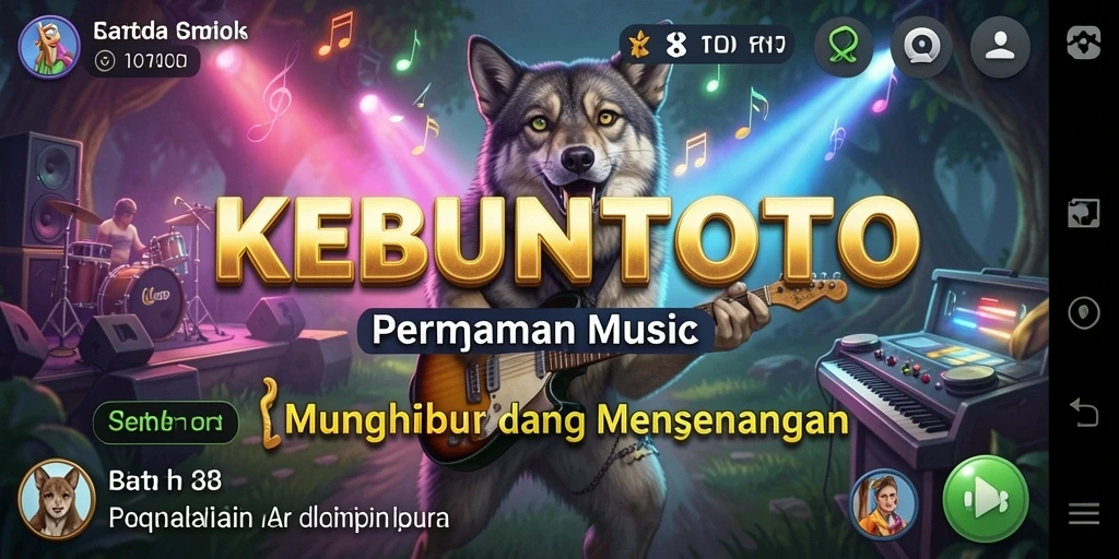 Screenshot KEBUNTOTO menampilkan interaksi pemain dengan lagu-lagu musik.