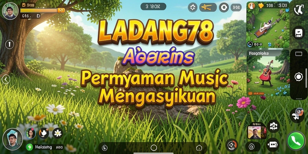 Screenshot utama LADANG78 menampilkan pemain yang asyik bermain musik.