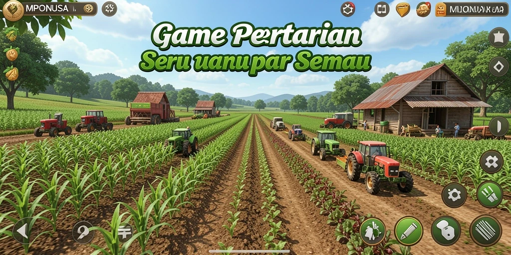 Tampilan gameplay MPONUSA dengan aktivitas bertani yang seru dan interaktif.
