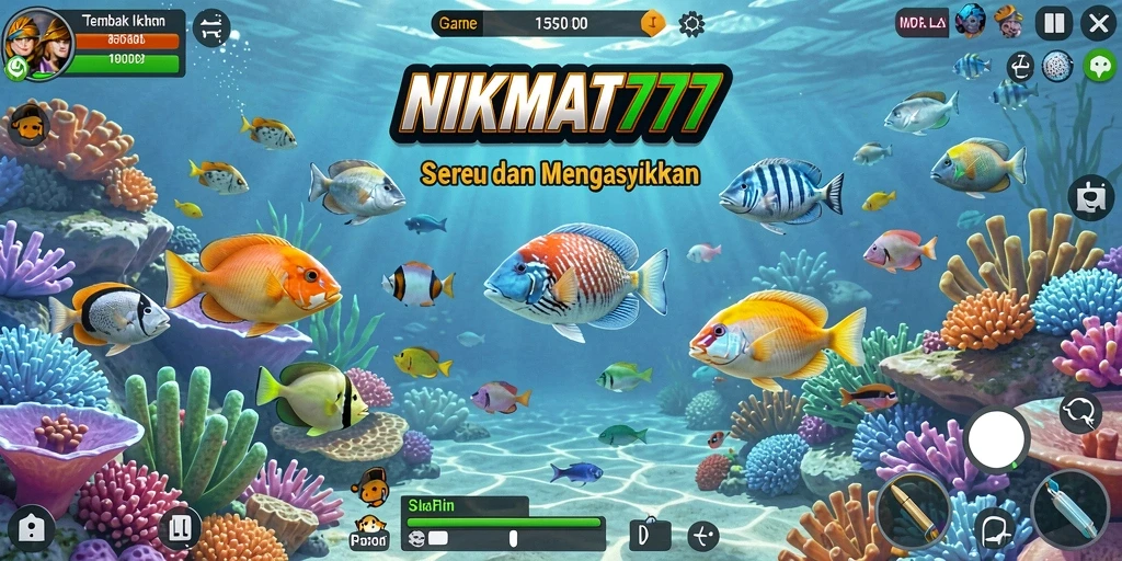 Screenshot gameplay NIKMAT777 dengan aksi menembak ikan yang seru.