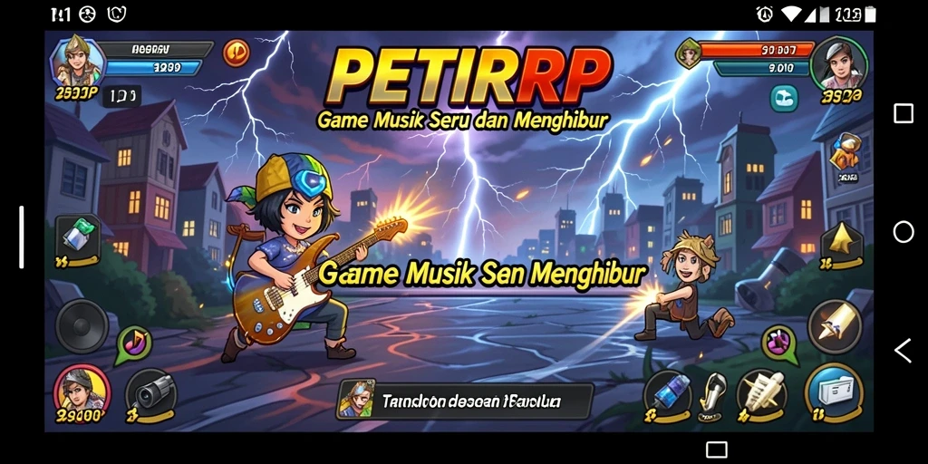 Screenshot gameplay PETIRRP menampilkan tantangan musik yang seru.