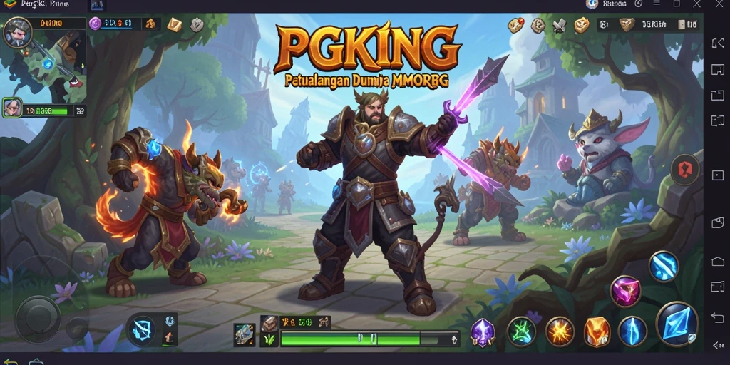 Tampilan gameplay PGKING menunjukkan pertempuran epic dan eksplorasi dunia yang memukau.