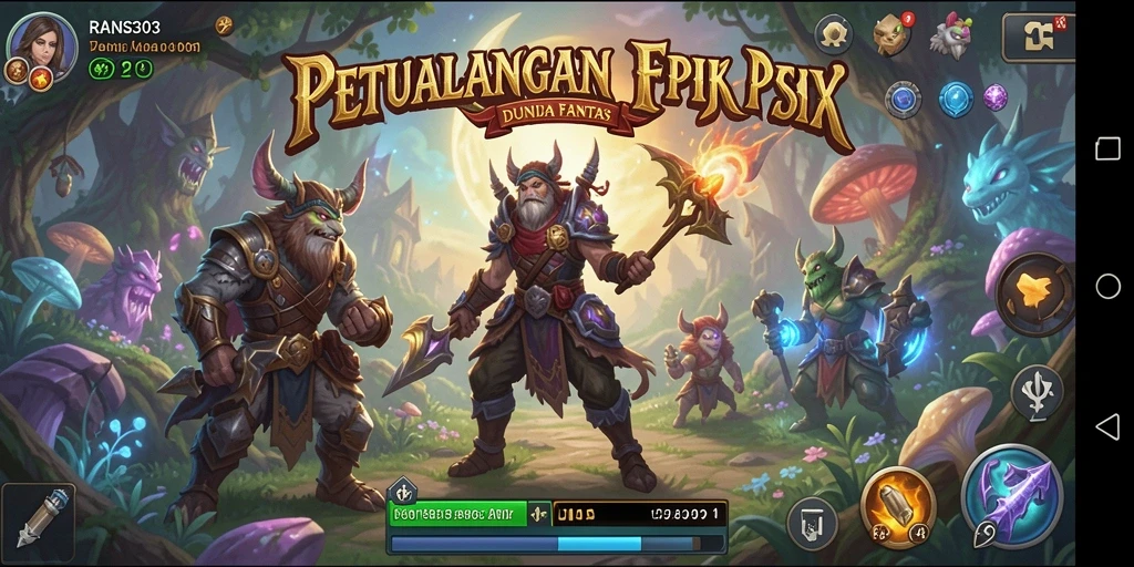 Tangkapan layar utama RANS303 menunjukkan aksi mendebarkan dalam permainan Adventure.
