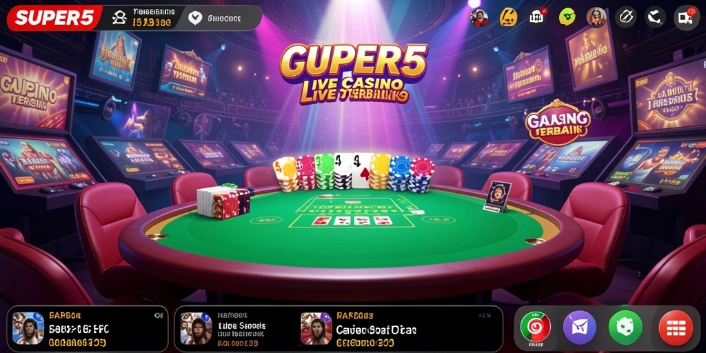 Tampilan screenshot <strong>SUPER5</strong> yang menunjukkan gameplay Live Casino yang seru.