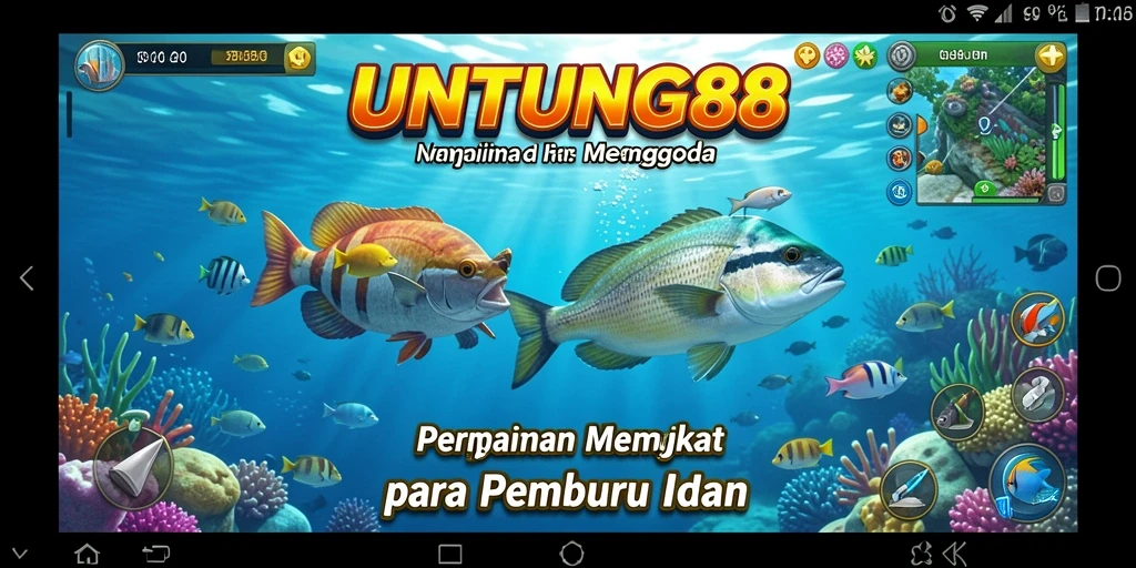 Screenshot utama UNTUNG88 menampilkan gameplay memancing yang seru dan interaktif.