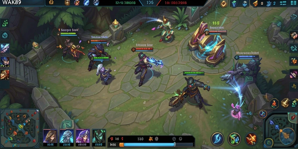Tampilan seru dari gameplay WAK89 di mode MOBA.